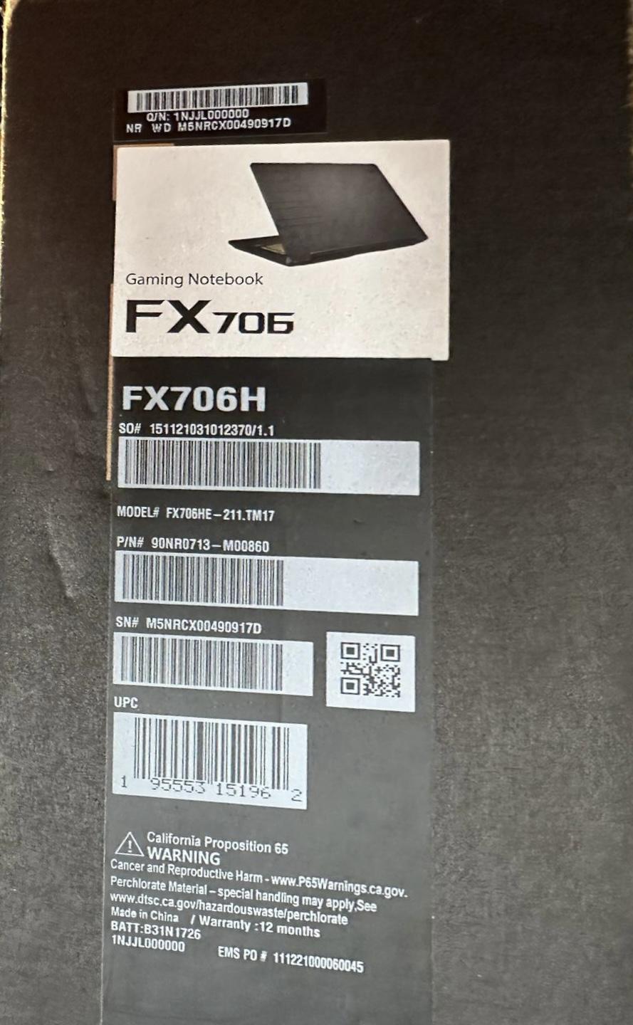 Computadora Asus FX706H