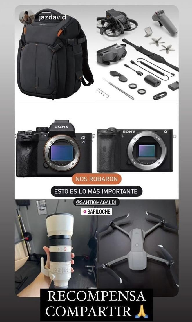 Cámara Sony, Dron DJI, lente Sony, mochila Sony